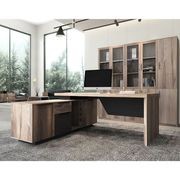 BALDER Executive Desk with Left Return 1.8-2.0M - Warm Oak & Black gallery detail image