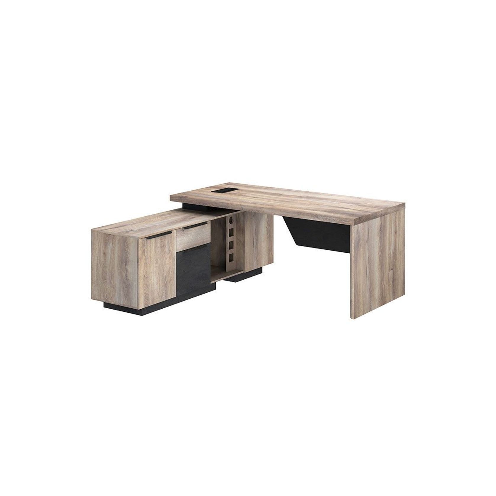 BALDER Executive Desk with Left Return 1.8-2.0M - Warm Oak & Black gallery detail image