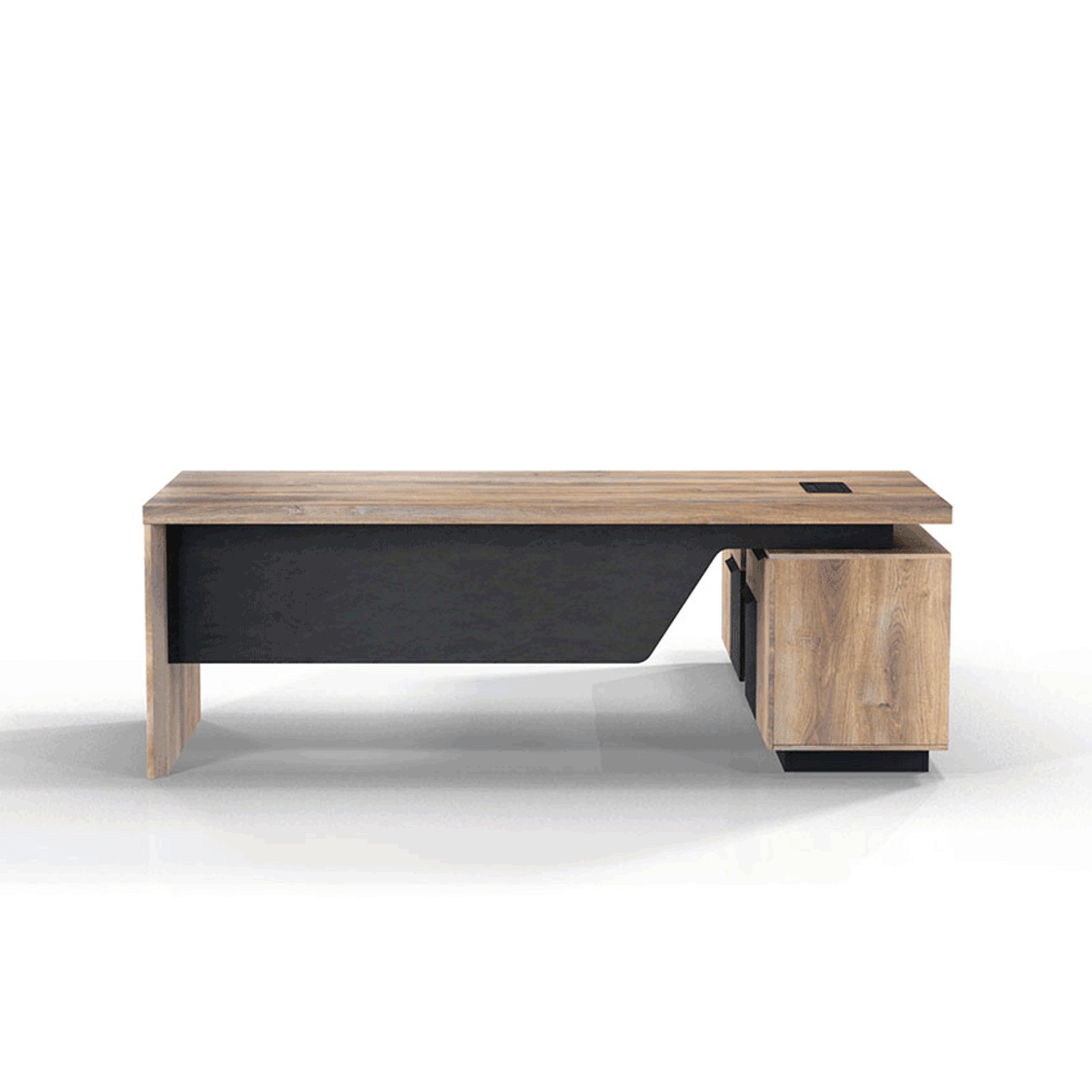 BALDER Executive Desk with Left Return 1.8-2.0M - Warm Oak & Black gallery detail image