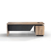 BALDER Executive Desk with Left Return 1.8-2.0M - Warm Oak & Black gallery detail image