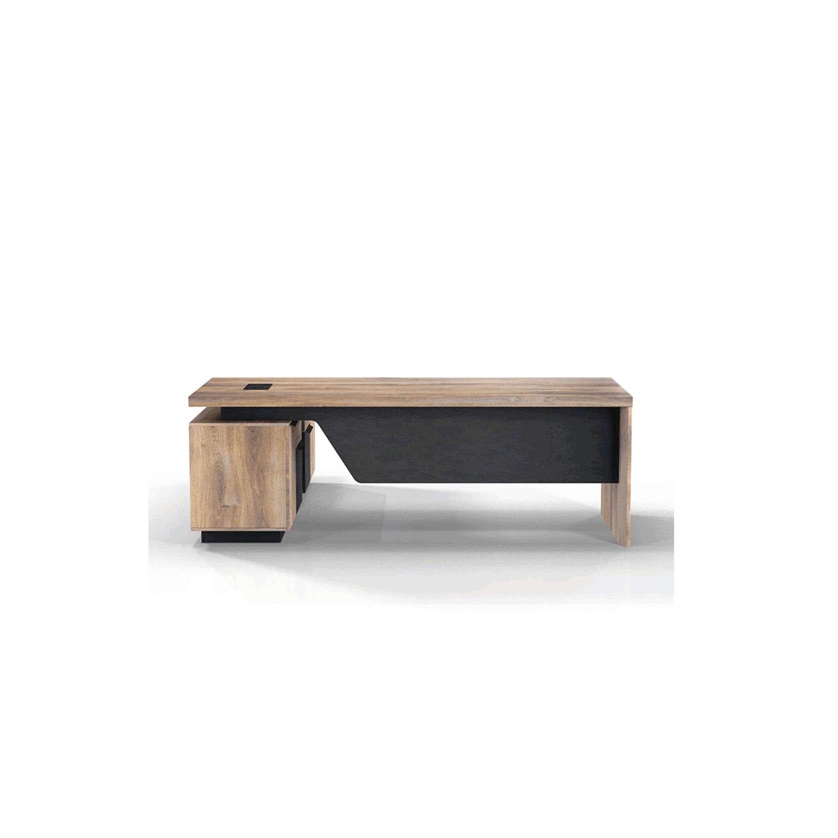 BALDER Executive Desk with Right Return 1.8-2.0M - Warm Oak & Black gallery detail image