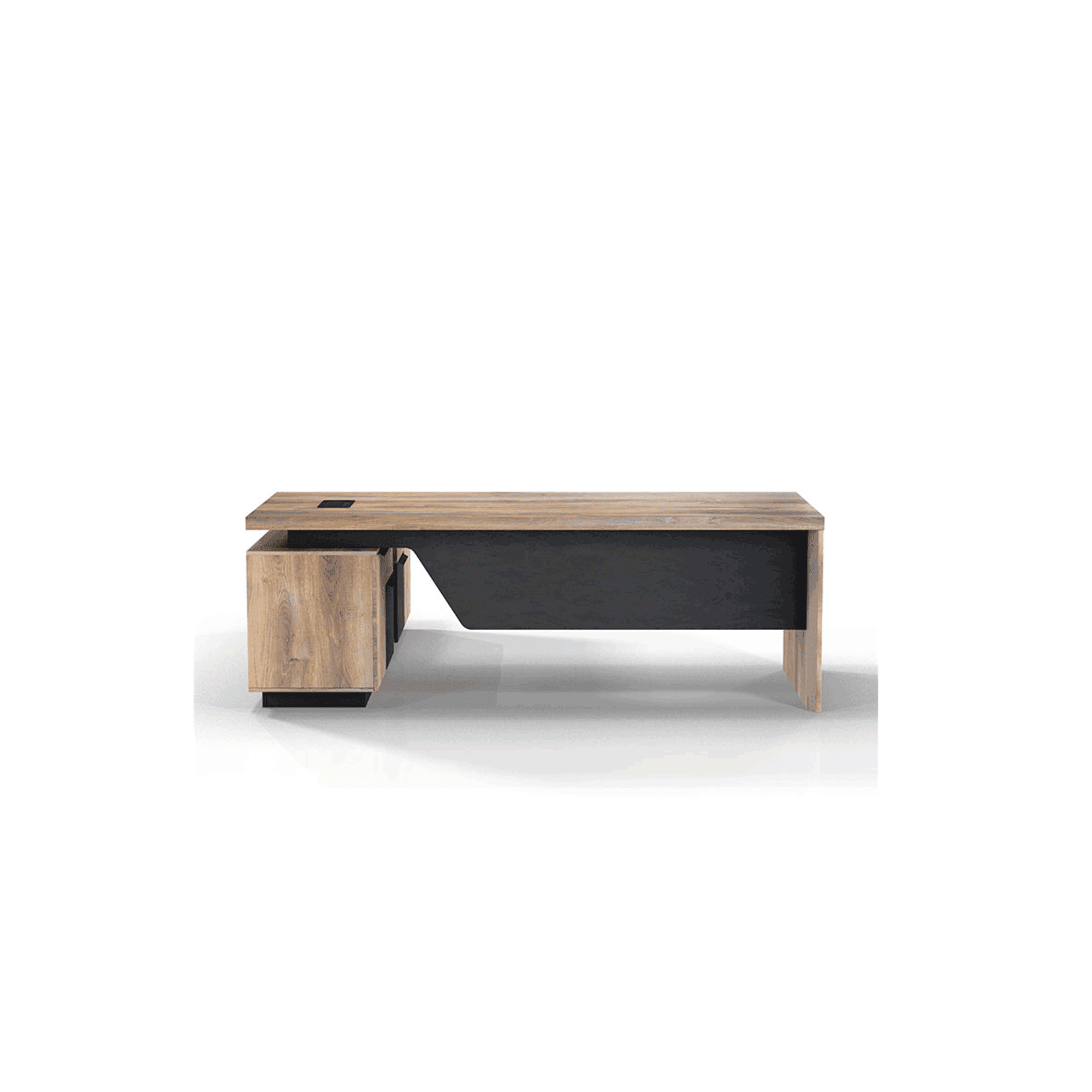 BALDER Executive Desk with Right Return 1.8-2.0M - Warm Oak & Black gallery detail image