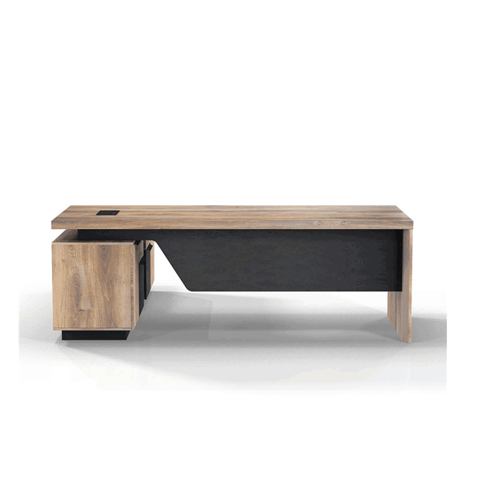 BALDER Executive Desk with Right Return 1.8-2.0M - Warm Oak & Black gallery detail image