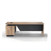 BALDER Executive Desk with Right Return 1.8-2.0M - Warm Oak & Black gallery detail image