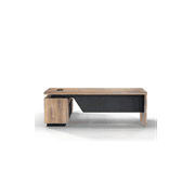 BALDER Executive Desk with Right Return 1.8-2.0M - Warm Oak & Black gallery detail image