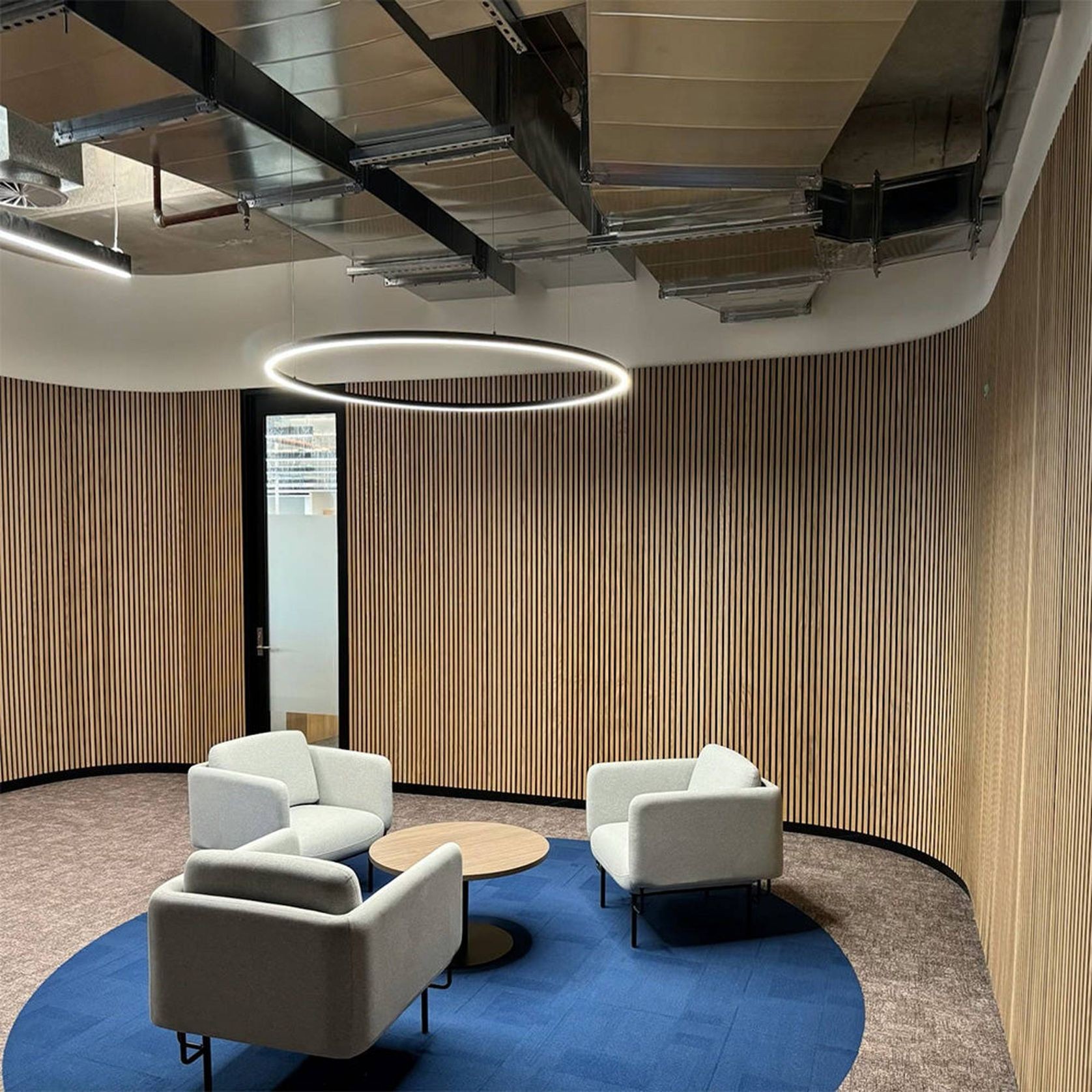 WOODFLEX Flexible Acoustic Slat Wall Panel - Half Round Oak Veneer - 2700mm x 600mm gallery detail image