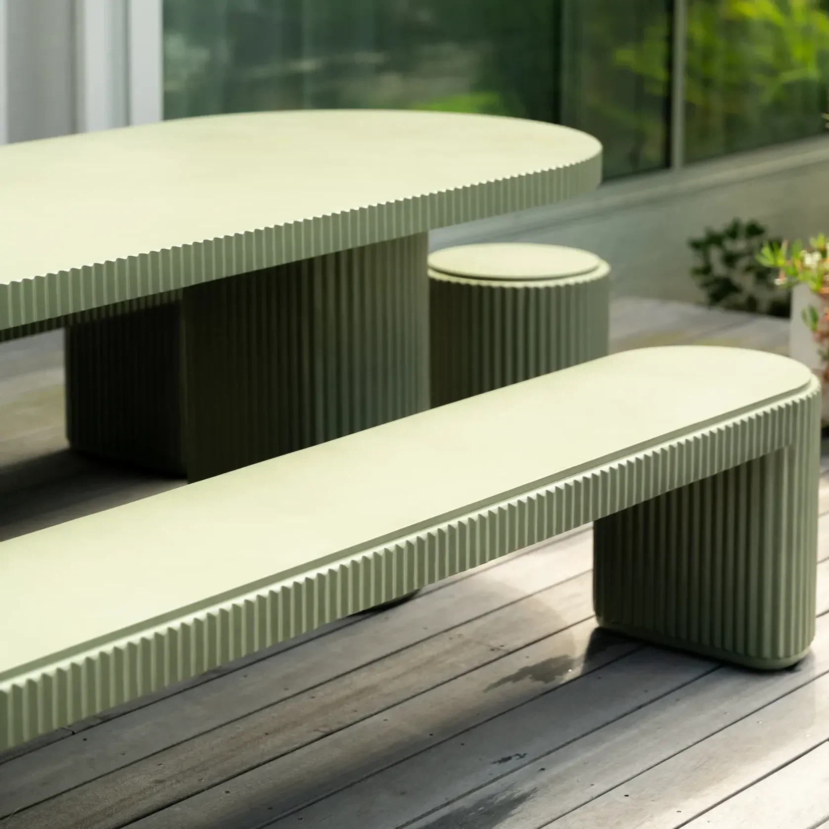 Nova Outdoor Dining Bench 210cm - Green Concrete gallery detail image