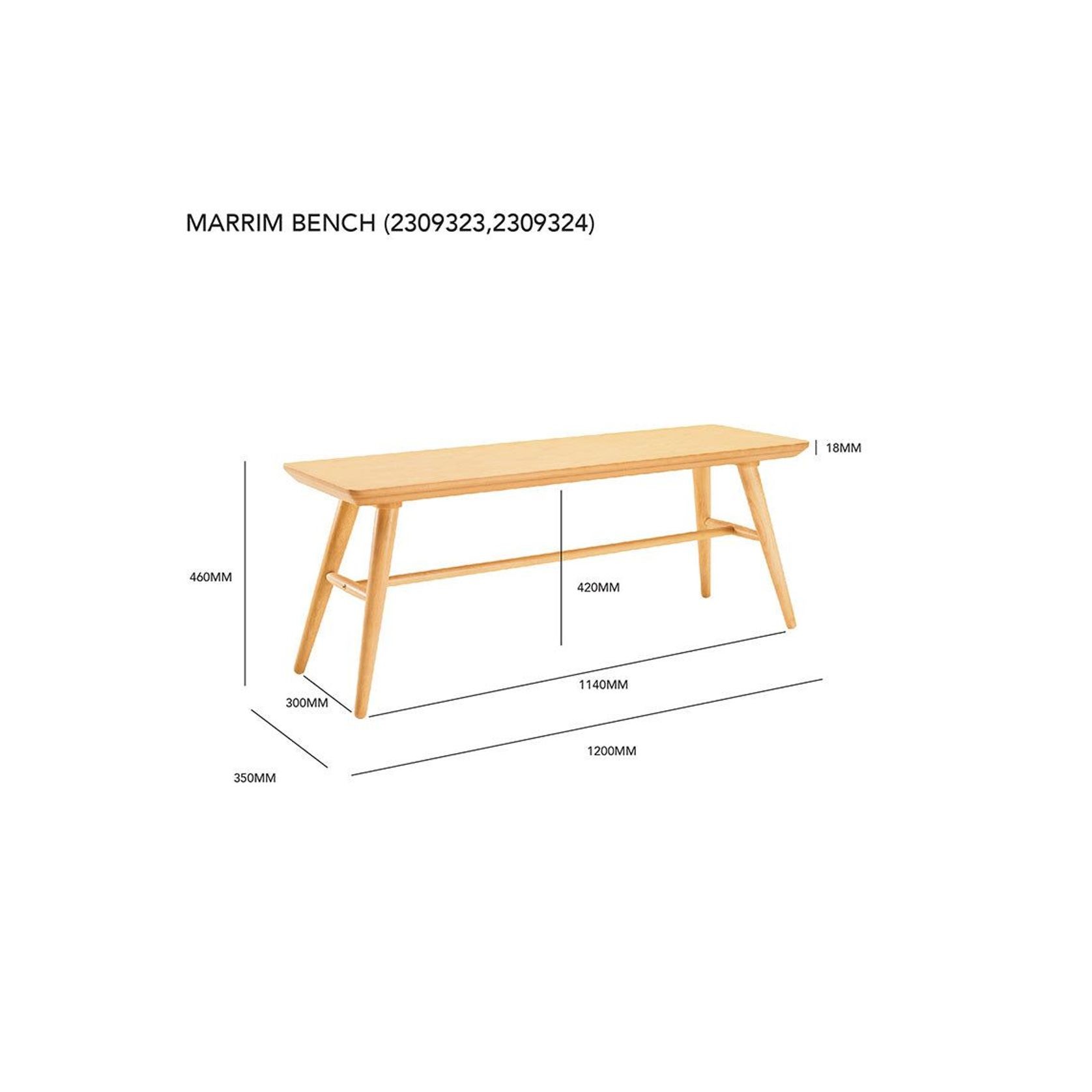 Marrim Bench 120cm  - Natural gallery detail image