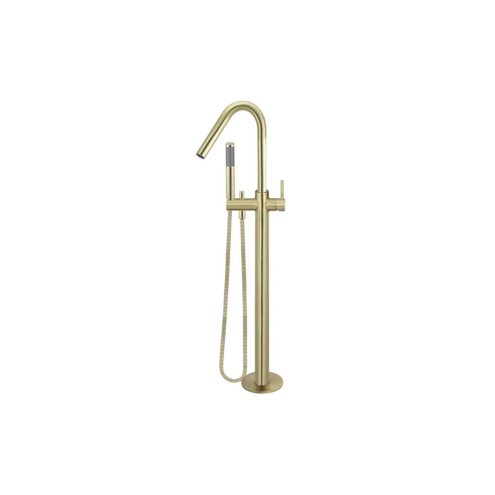 Meir Round Freestanding Bath Spout and Hand Shower Lustre Bronze gallery detail image