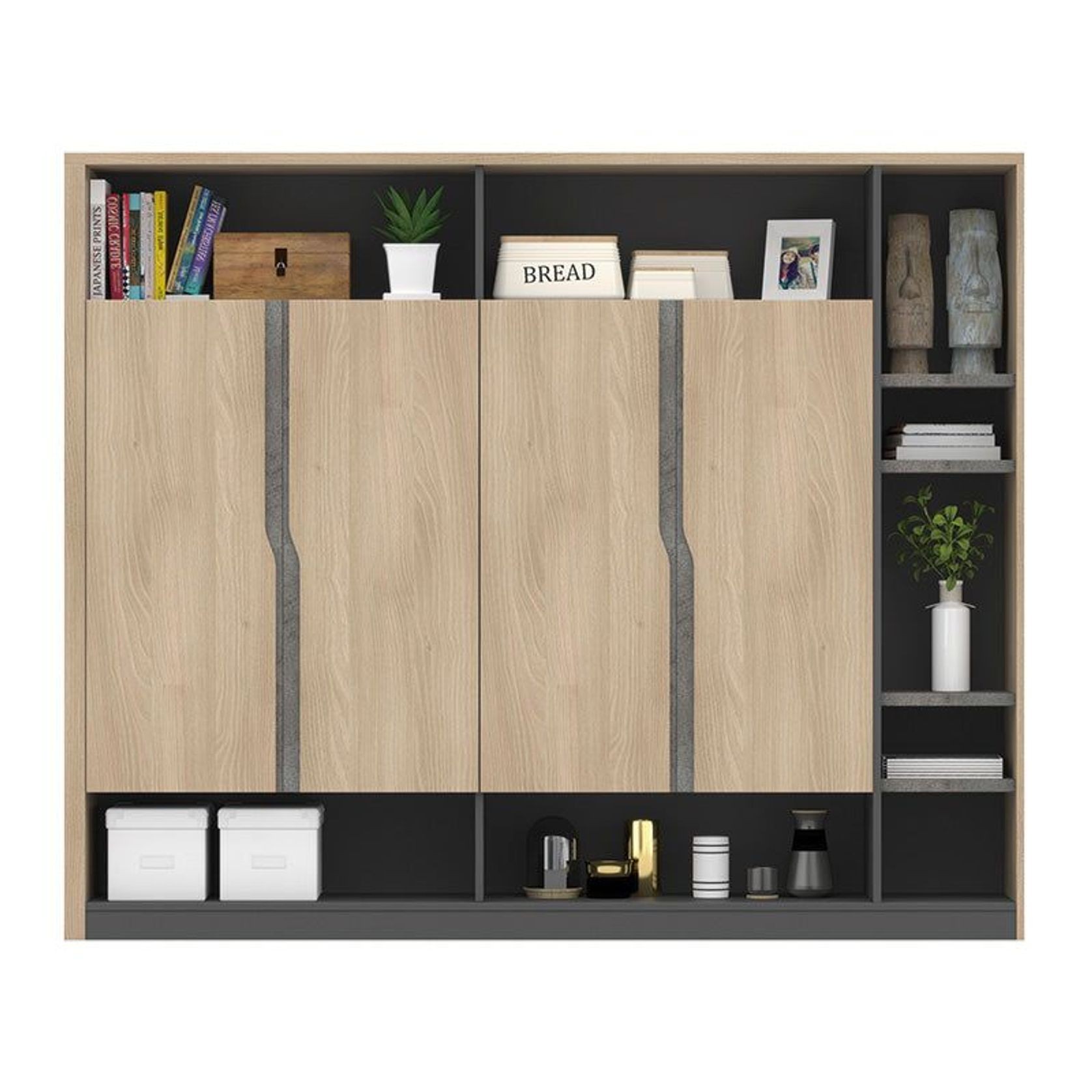BAXTER Display Cabinet 190cm - Acacia & Carbon Grey gallery detail image