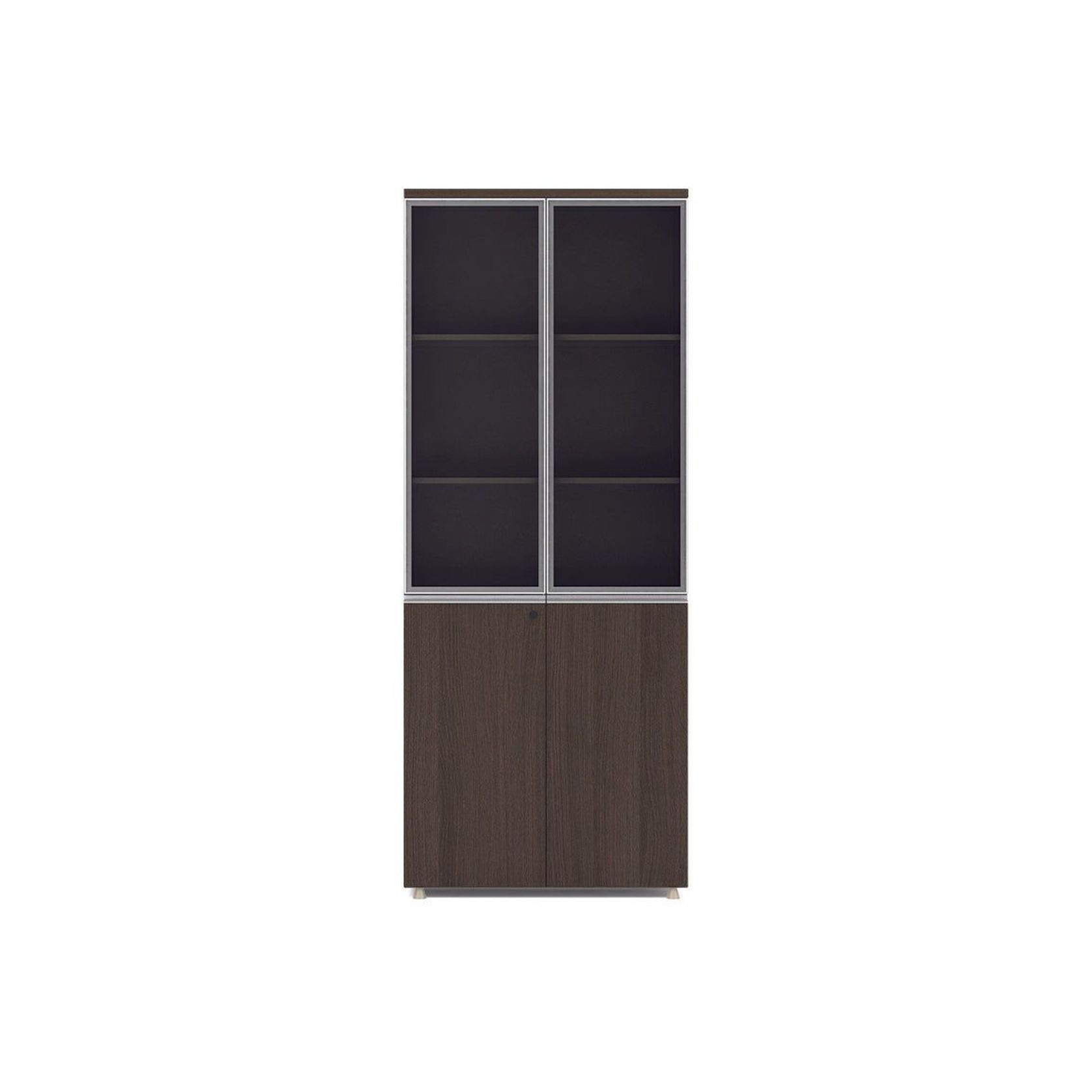 CARTER Display Unit 2 Door Bookcase 80cm -  Coffee Grey gallery detail image