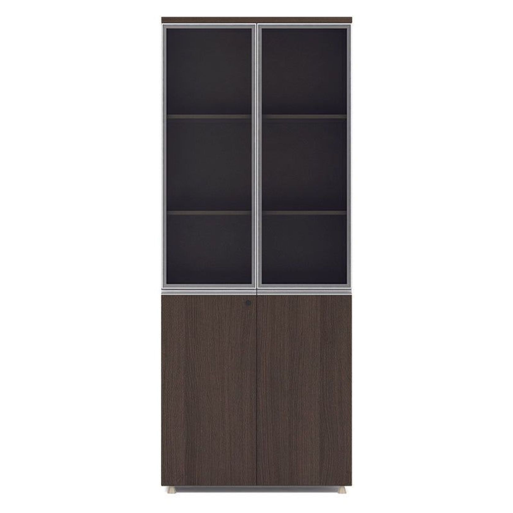 CARTER Display Unit 2 Door Bookcase 80cm - Coffee Grey gallery detail image