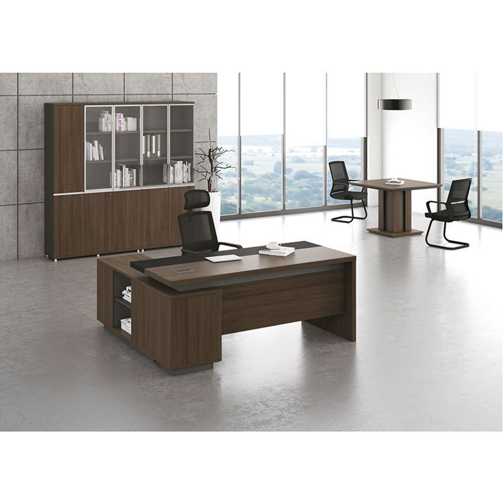 CARTER Display Unit 2 Door Bookcase 80cm - Coffee Grey gallery detail image