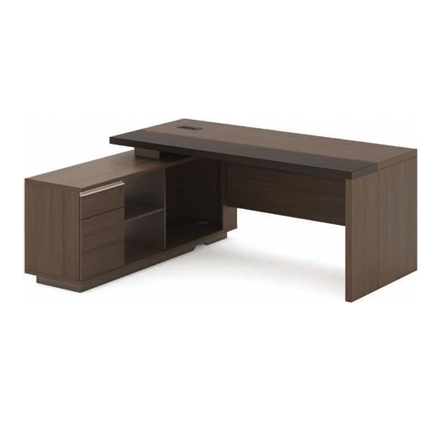 Carter Executive Office Desk + Left Return - 180cm - Coffee + Charcoal gallery detail image