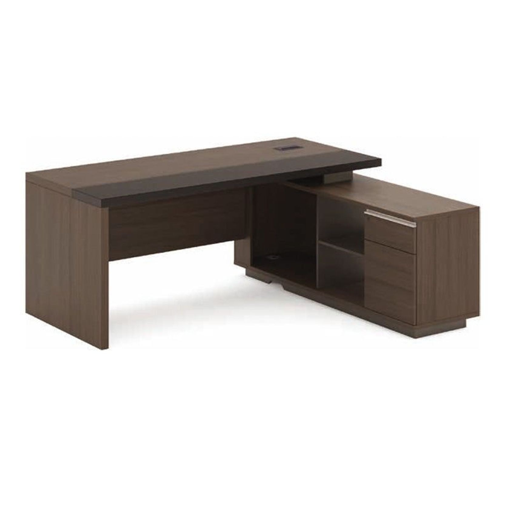 Carter Executive Office Desk + Right Return - 180cm - Coffee + Charcoal gallery detail image