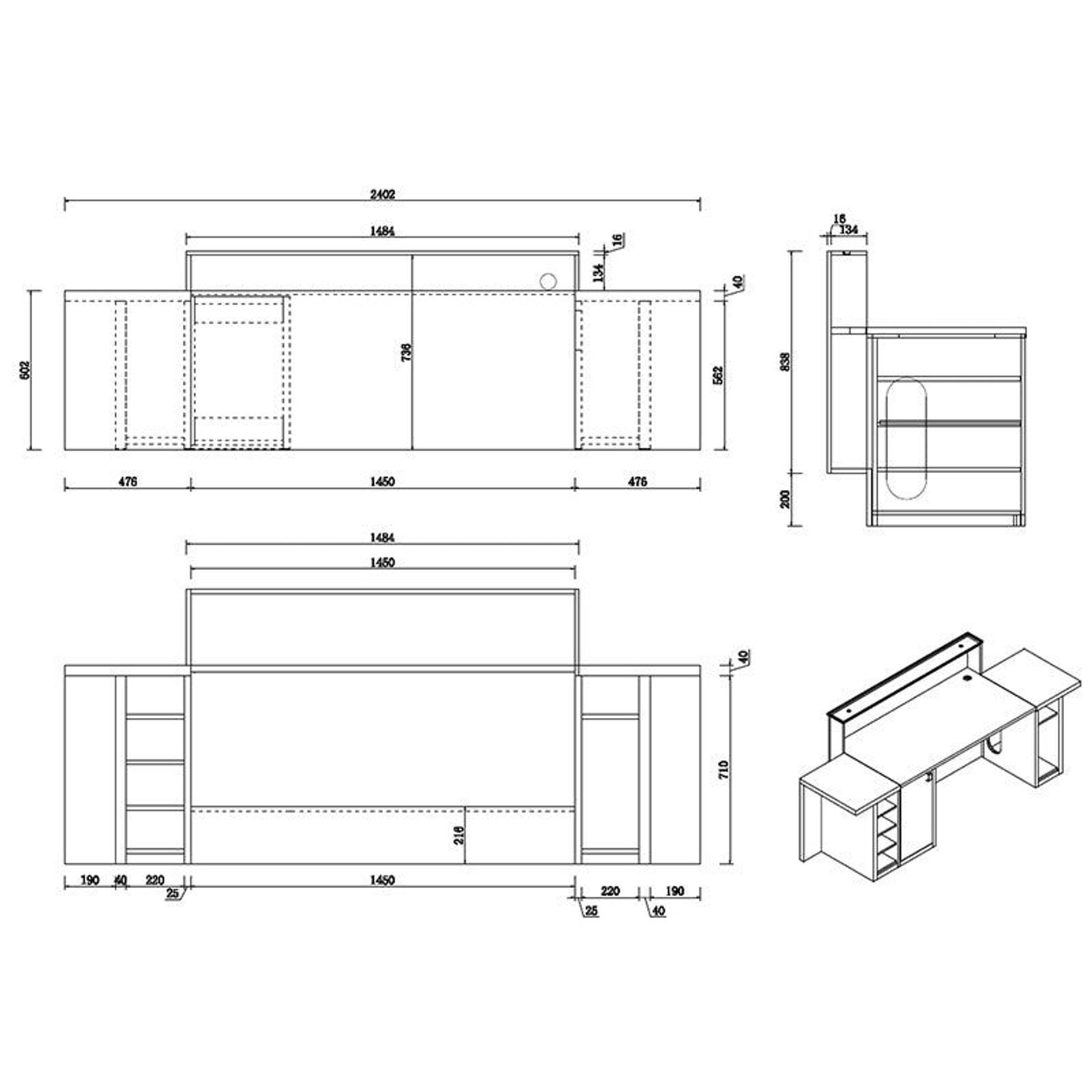 CONELLI Reception Desk  2.4M - Light Walnut gallery detail image
