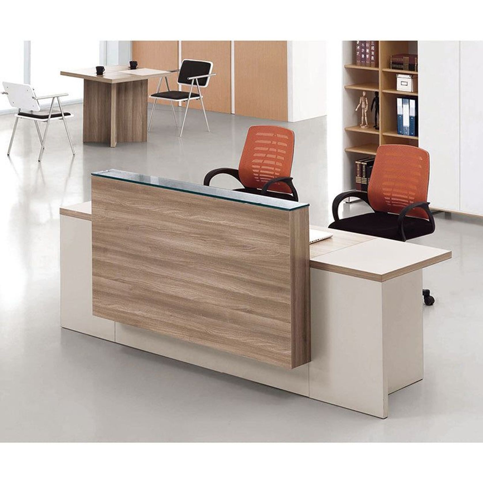 CONELLI Reception Desk 2.4M - Light Walnut gallery detail image