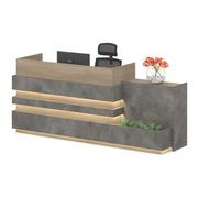 KERAN  Reception Desk 2.44M Right Panel - Acacia & Carbon Grey Colour gallery detail image