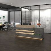 KERAN  Reception Desk 2.44M Right Panel - Acacia & Carbon Grey Colour gallery detail image