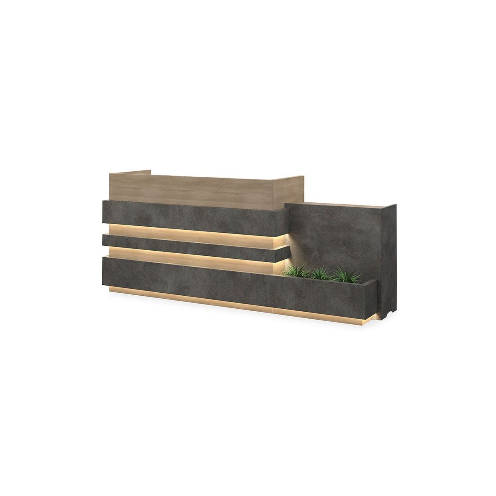 KERAN  Reception Desk 2.44M Right Panel - Acacia & Carbon Grey Colour gallery detail image