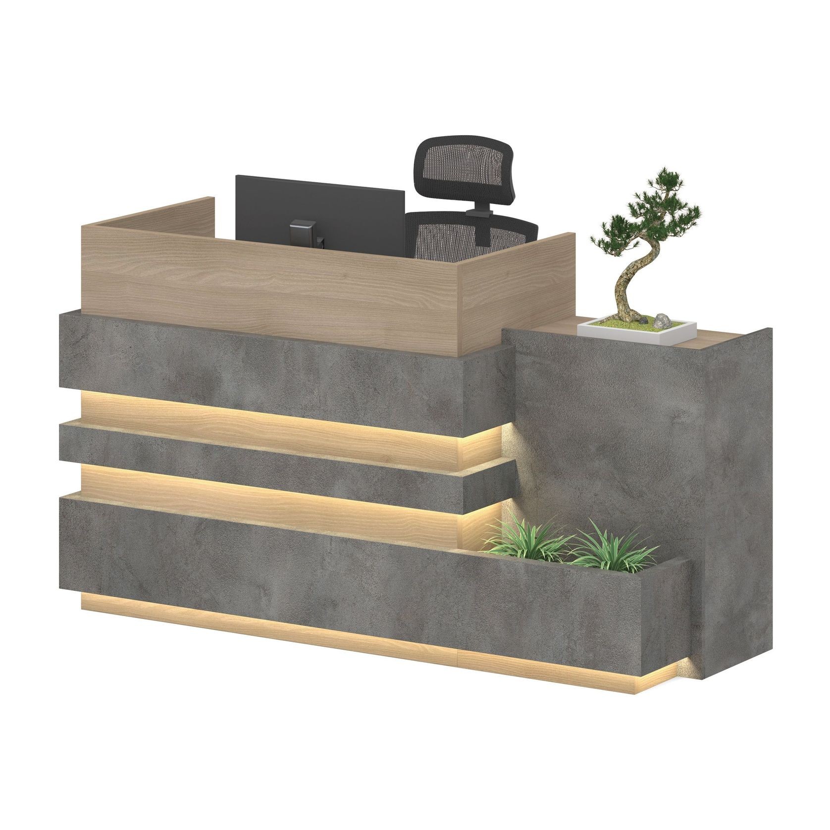 KERAN  Reception Desk 1.8M Right Panel - Acacia & Carbon Grey Colour gallery detail image