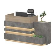 KERAN  Reception Desk 1.8M Right Panel - Acacia & Carbon Grey Colour gallery detail image