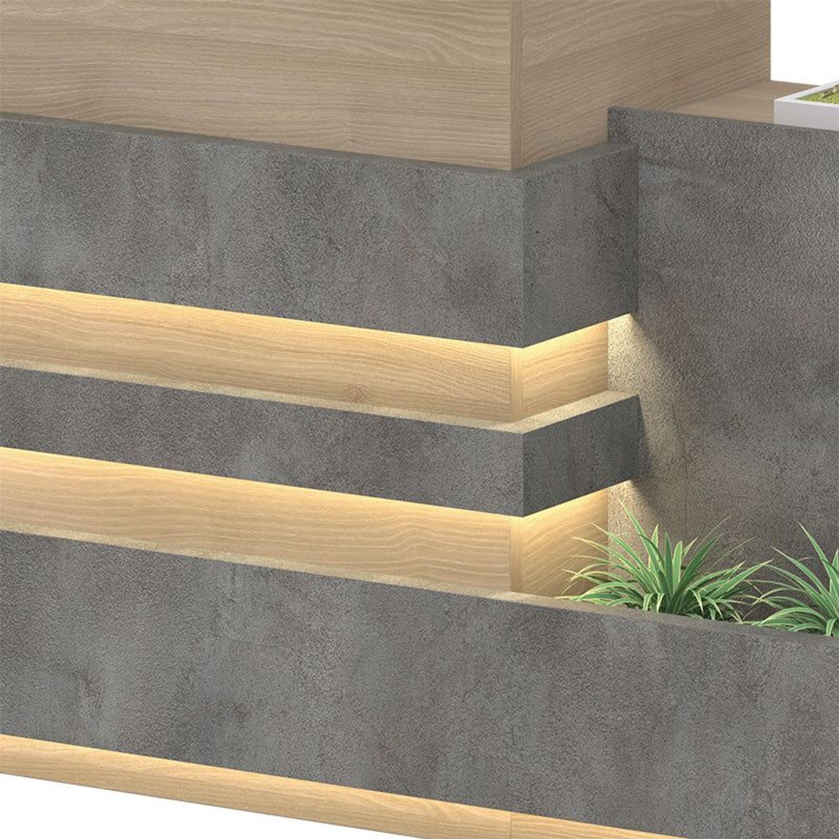KERAN  Reception Desk 2.44M Right Panel - Acacia & Carbon Grey Colour gallery detail image