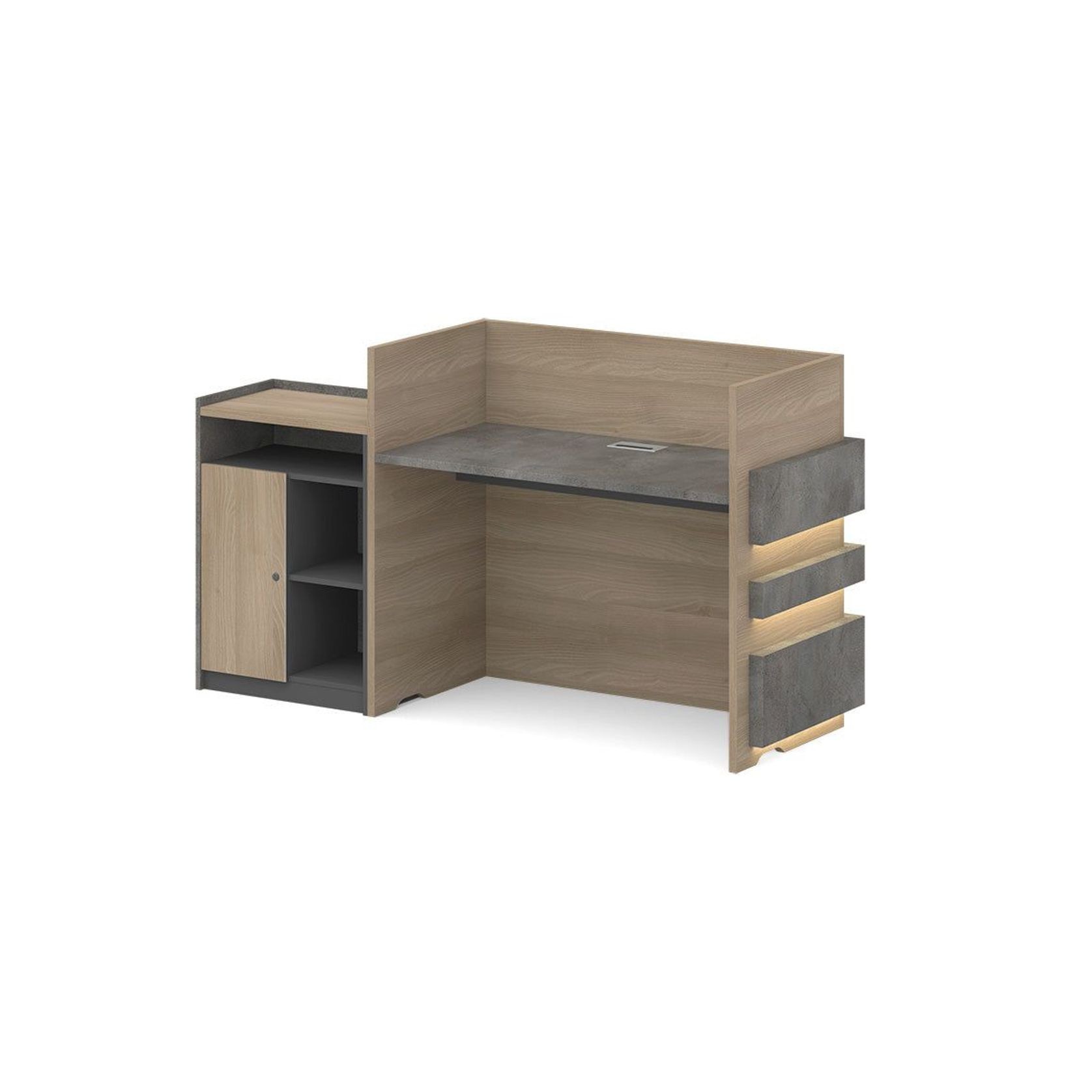 KERAN Reception Desk 1.8M Right Panel - Acacia & Carbon Grey Colour gallery detail image