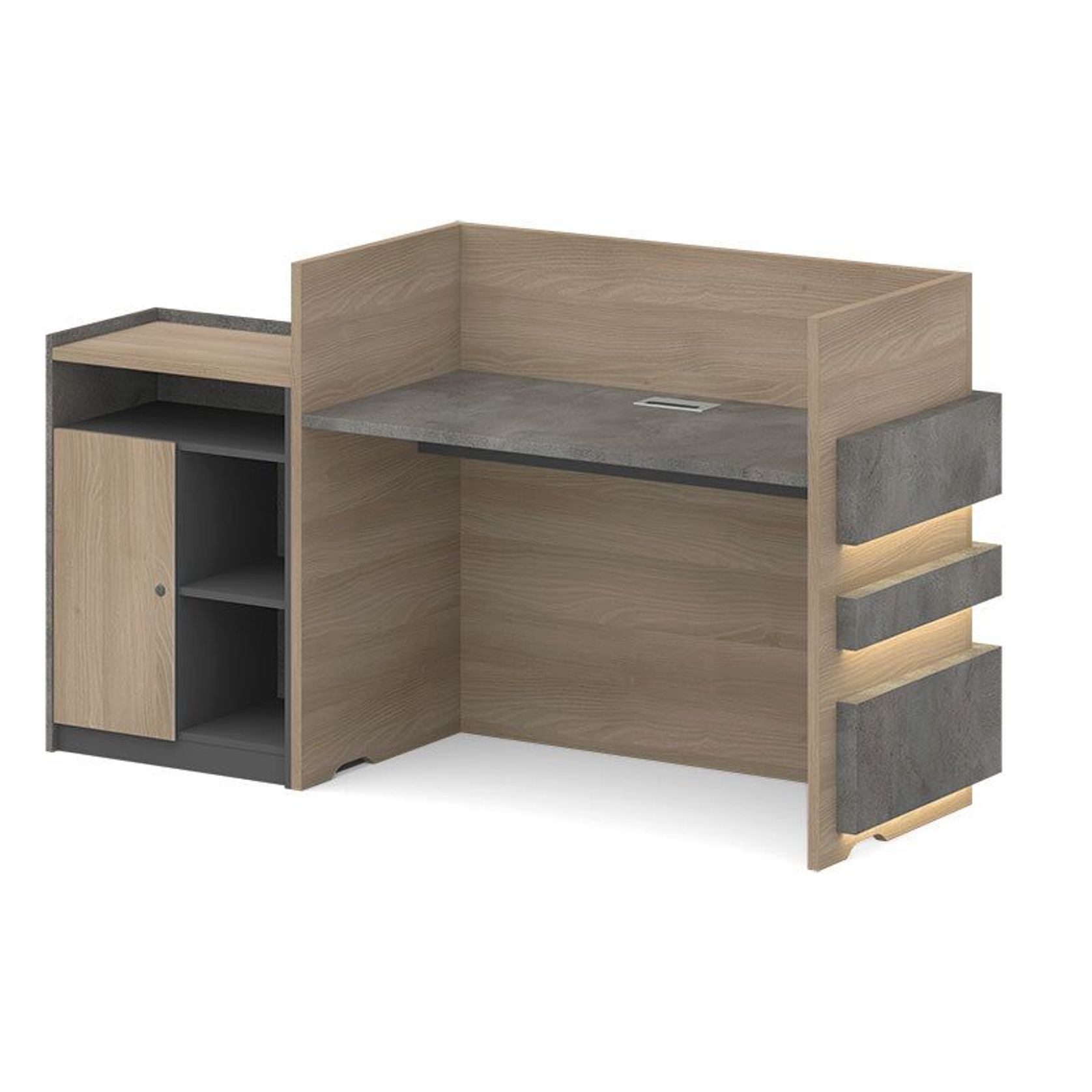 KERAN  Reception Desk 1.8M Right Panel - Acacia & Carbon Grey Colour gallery detail image