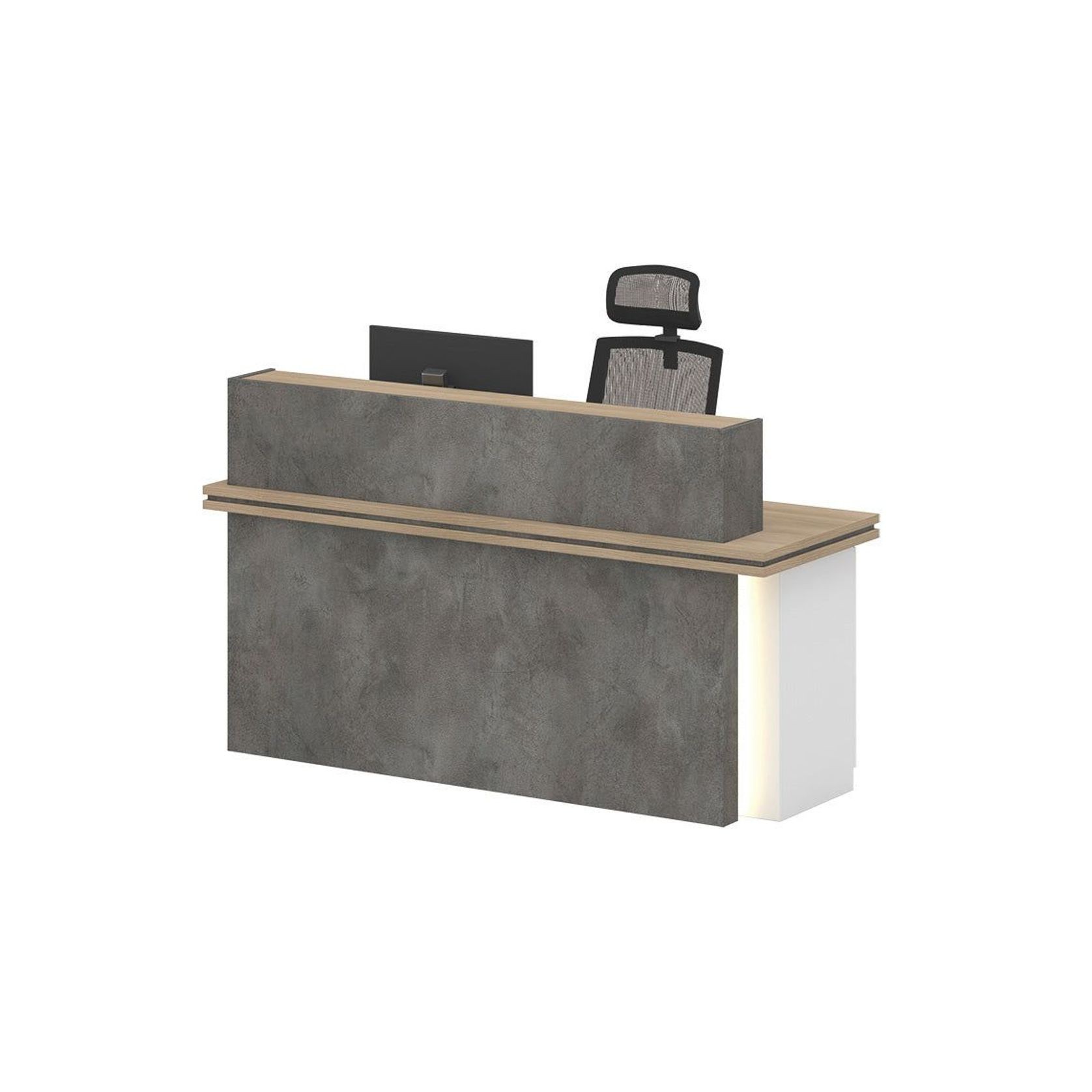JARIN  Reception Desk 1.8M Right Panel - Carbon Grey & White Colour gallery detail image