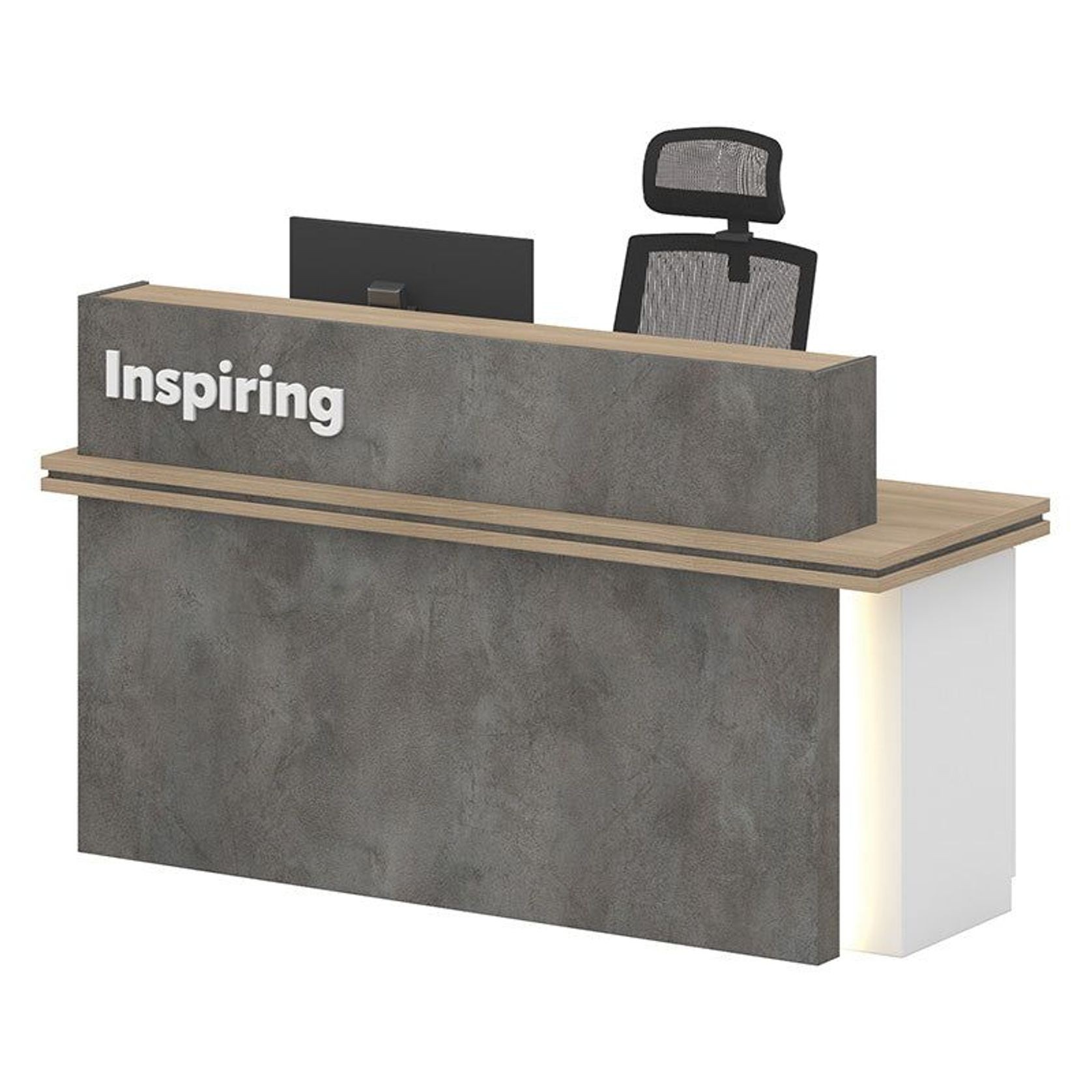 JARIN  Reception Desk 1.8M Right Panel - Carbon Grey & White Colour gallery detail image