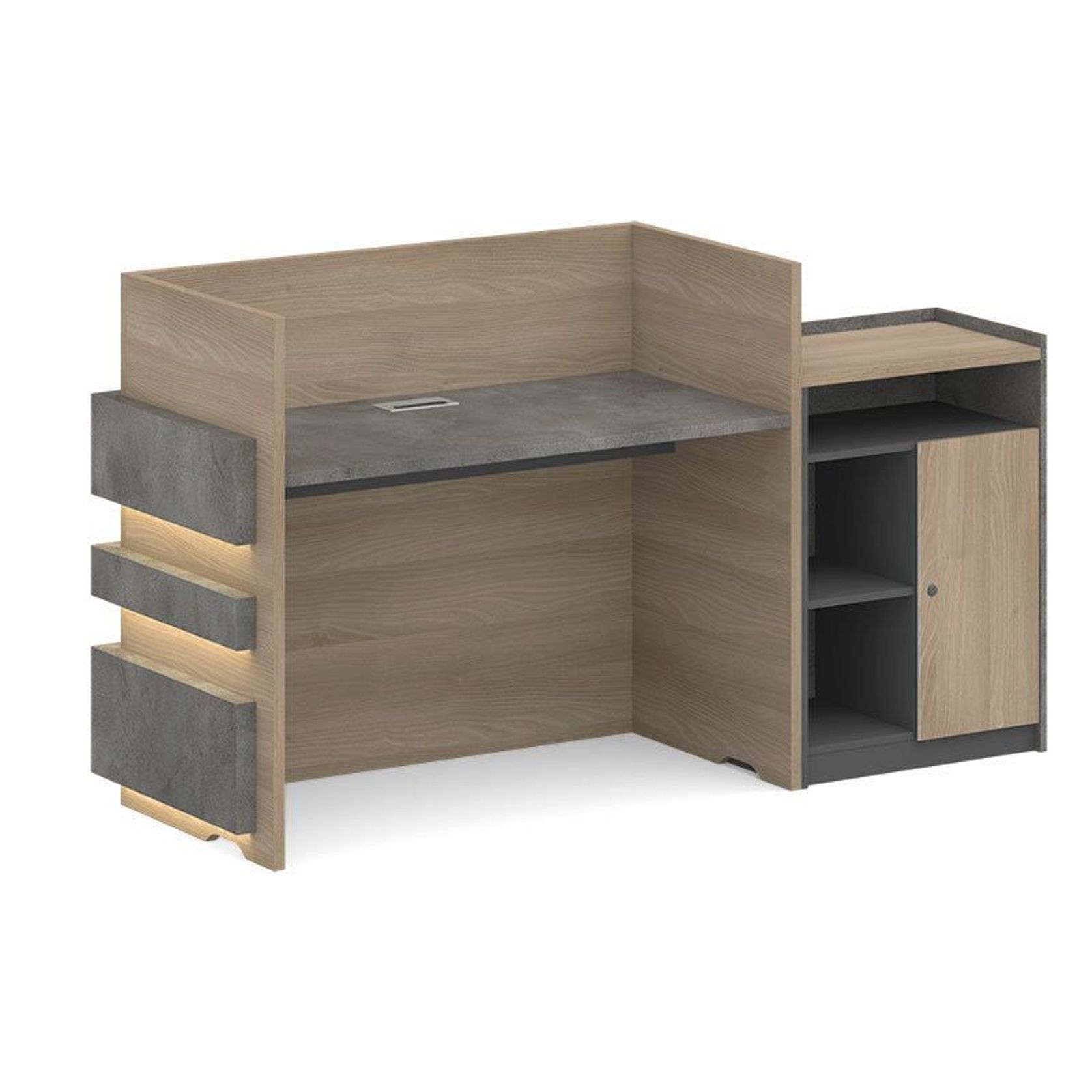KERAN  Reception Desk 1.8M Left Panel - Acacia & Carbon Grey Colour gallery detail image