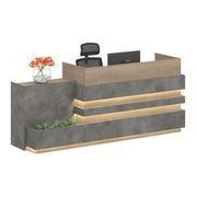 KERAN  Reception Desk 2.44M Left Panel - Acacia & Carbon Grey Colour gallery detail image