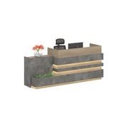 KERAN Reception Desk 2.44M Left Panel - Acacia & Carbon Grey Colour gallery detail image