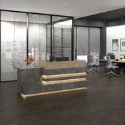KERAN  Reception Desk 2.44M Left Panel - Acacia & Carbon Grey Colour gallery detail image