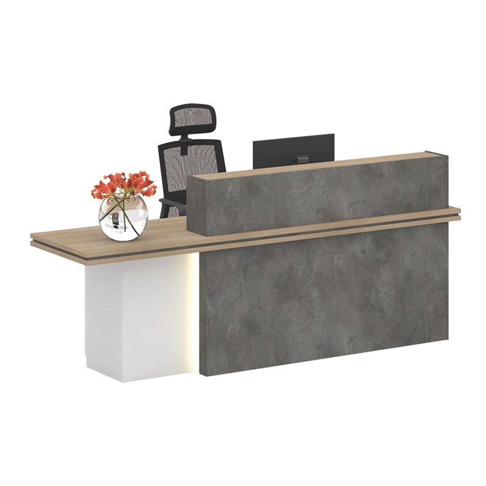 JARIN Reception Desk 2.4M Left Panel - Carbon & White gallery detail image