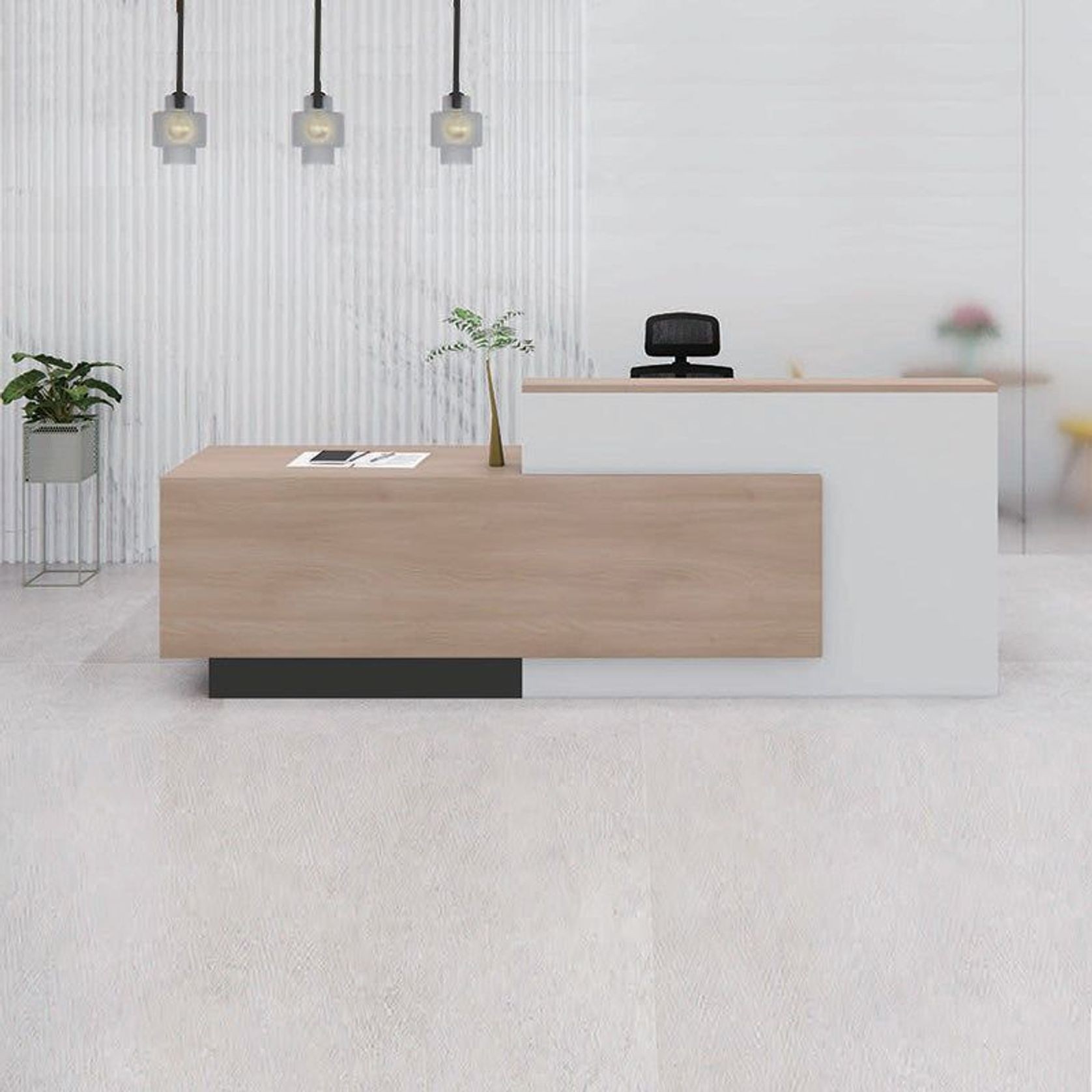HELMER Reception Desk 2.4M Left Panel - Oak & white gallery detail image