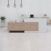 HELMER Reception Desk 2.4M Left Panel - Oak & white gallery detail image