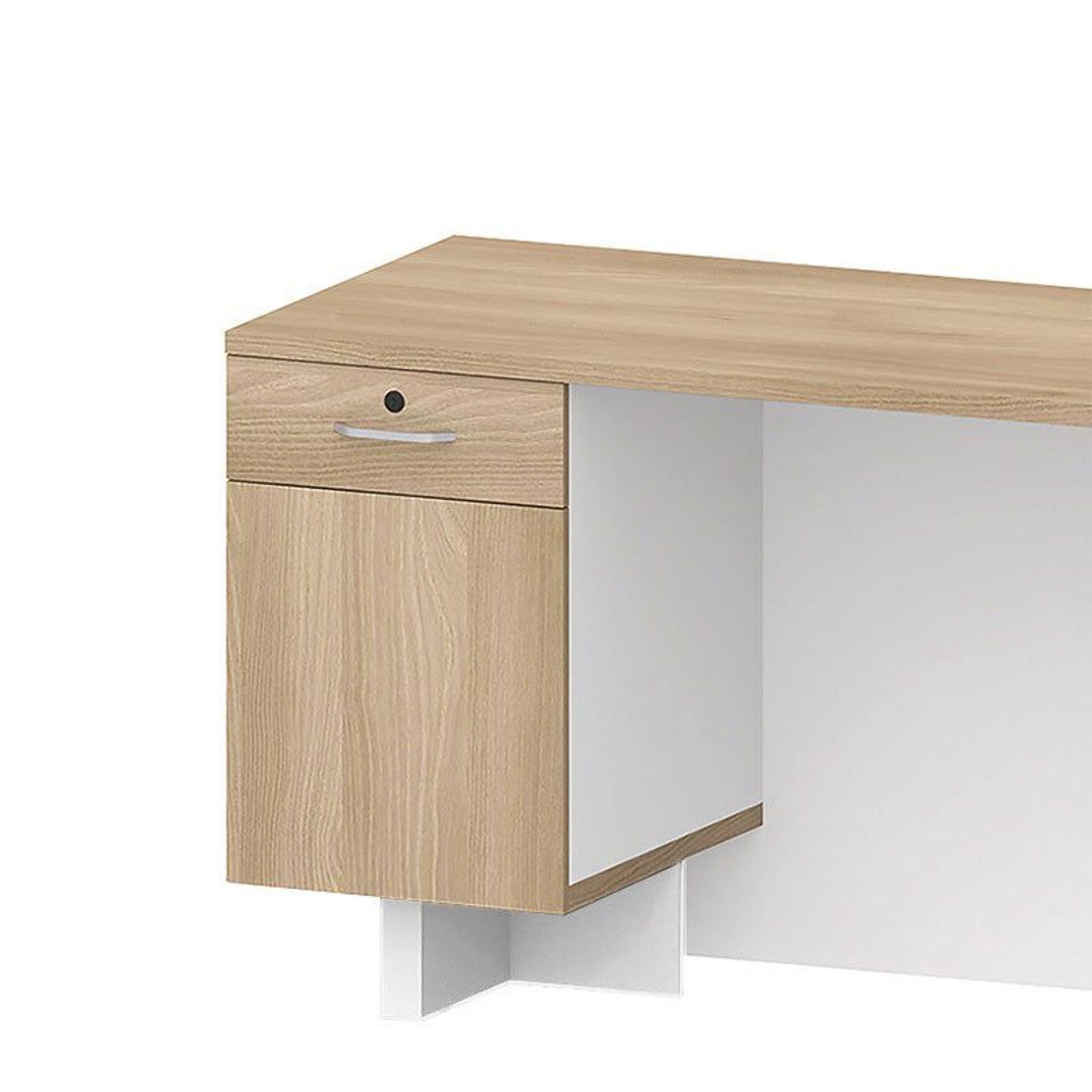 HELMER Reception Desk 2.4M Left Panel - Oak & white gallery detail image