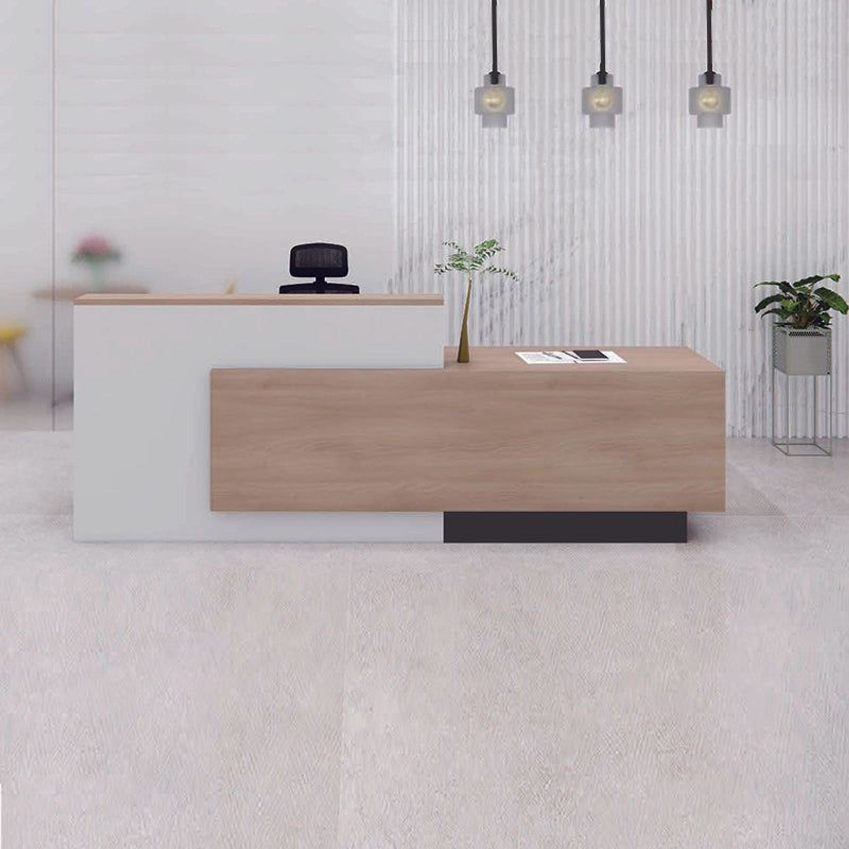 HELMER Reception Desk 2.4M Right Panel - Oak & White gallery detail image