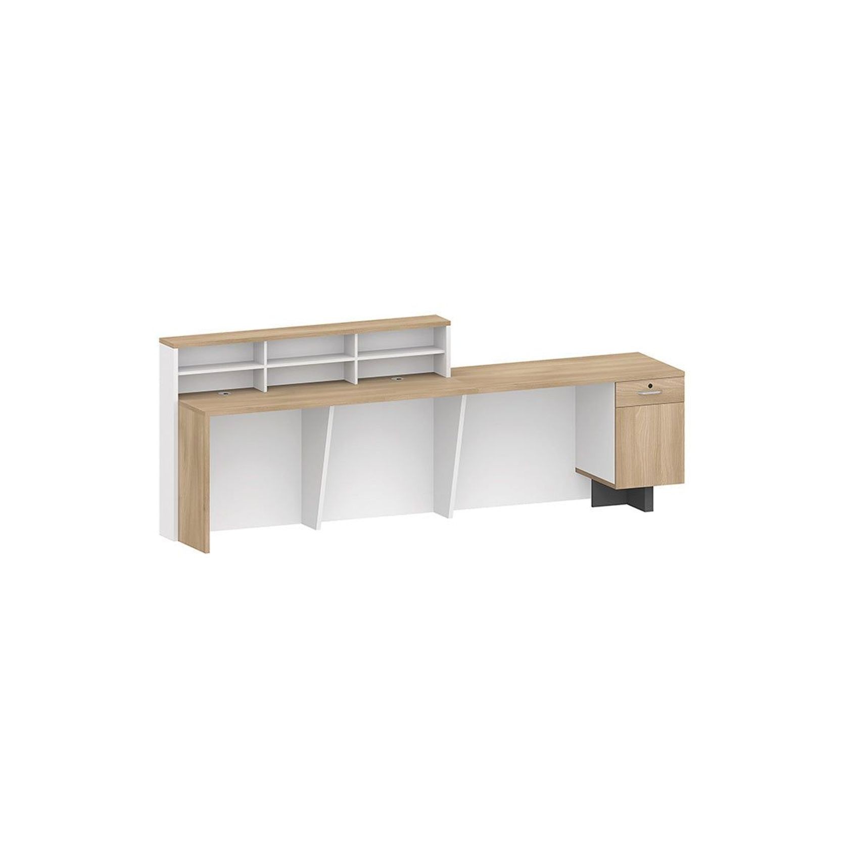 HELMER Reception Desk 2.4M Left Panel - Oak & white gallery detail image