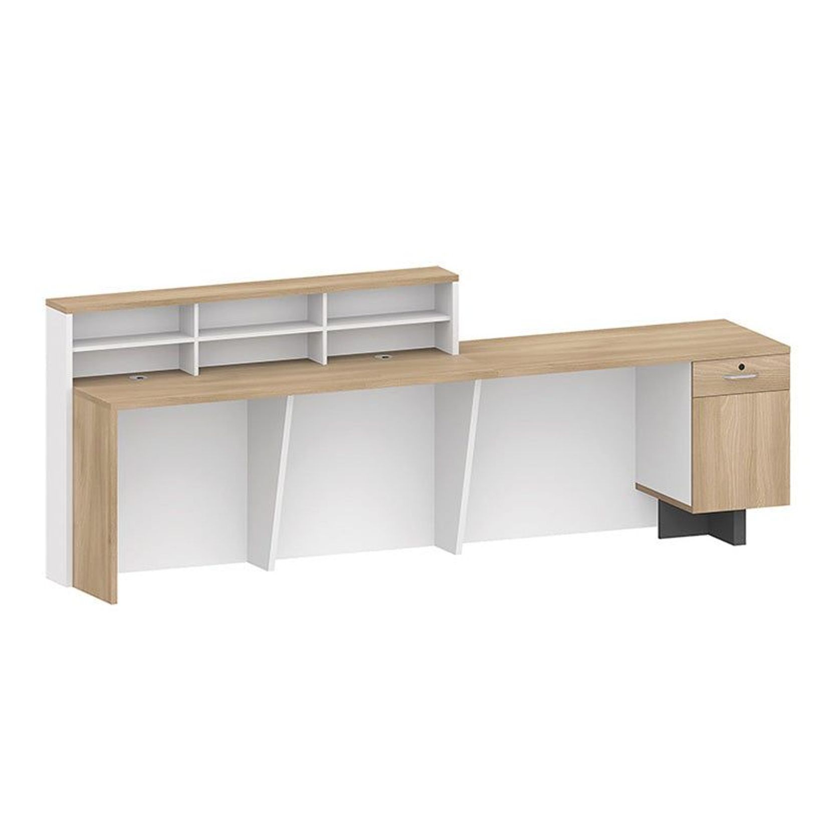 HELMER Reception Desk 2.4M Left Panel - Oak & white gallery detail image