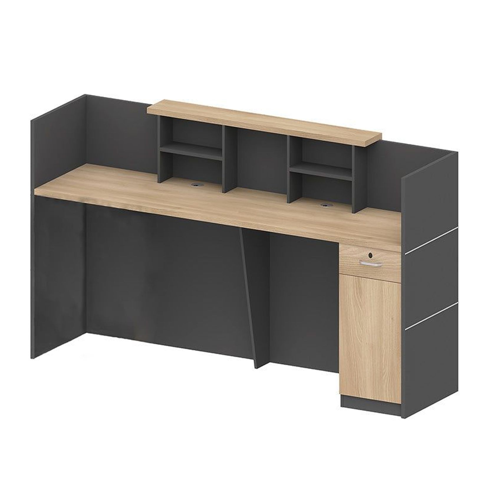 BELEN Reception Desk 1.8M - Acacia & Carbon Grey gallery detail image