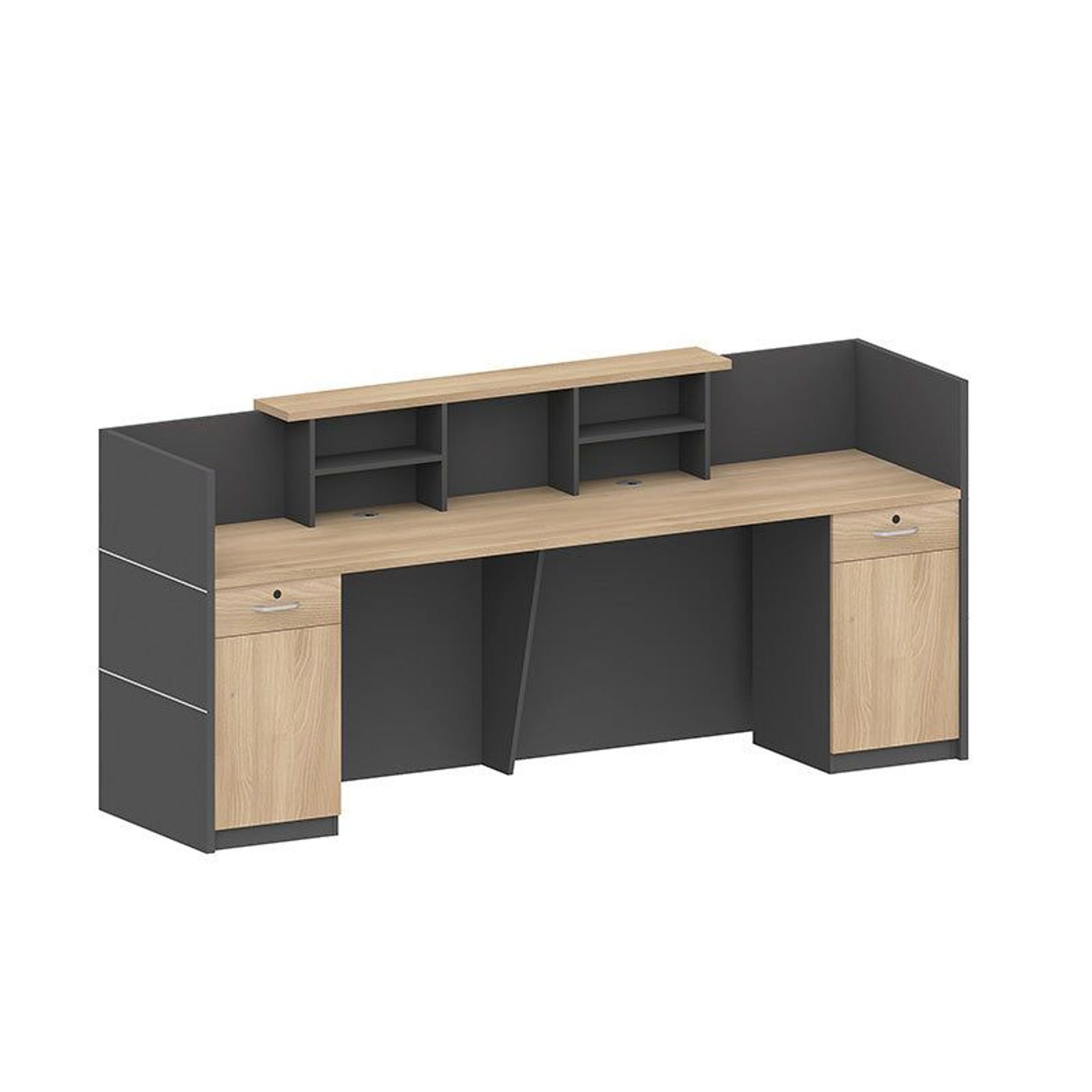 BELEN Reception Desk 2.4M - Acacia & Carbon Grey gallery detail image