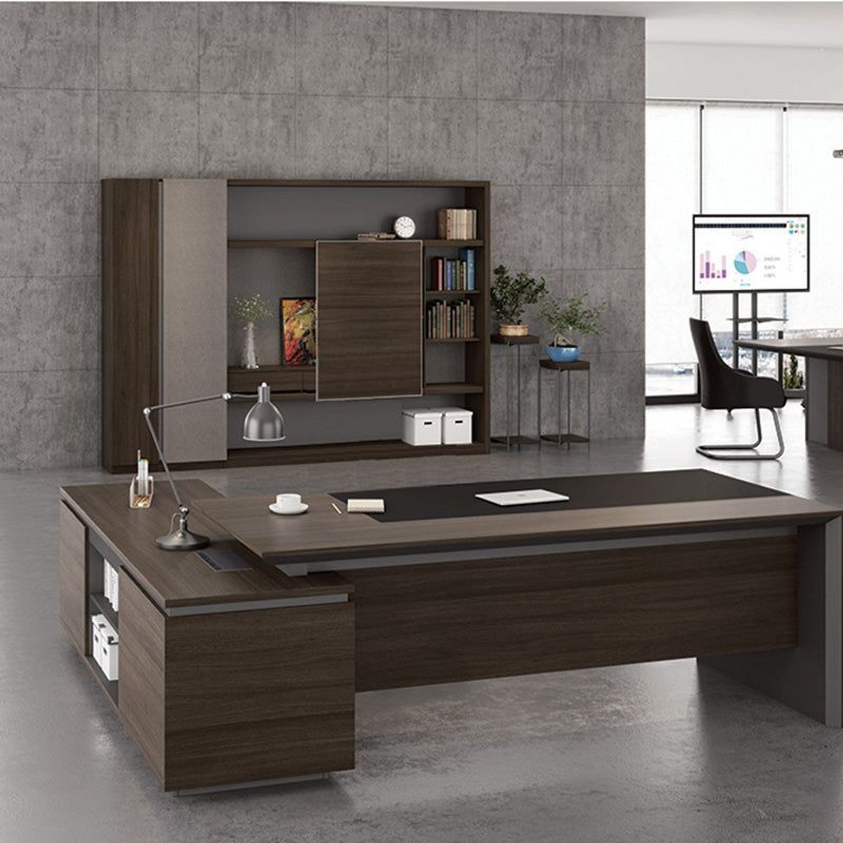 Carter Display Cabinet 2.4M - Coffee & Grey gallery detail image