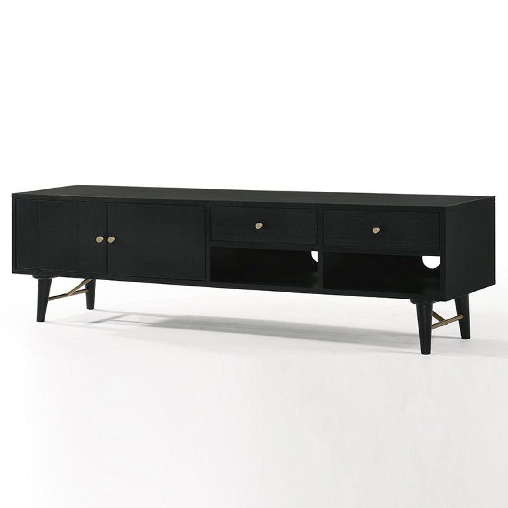 RANIA Entertainment TV Unit 170cm - Black Ash gallery detail image