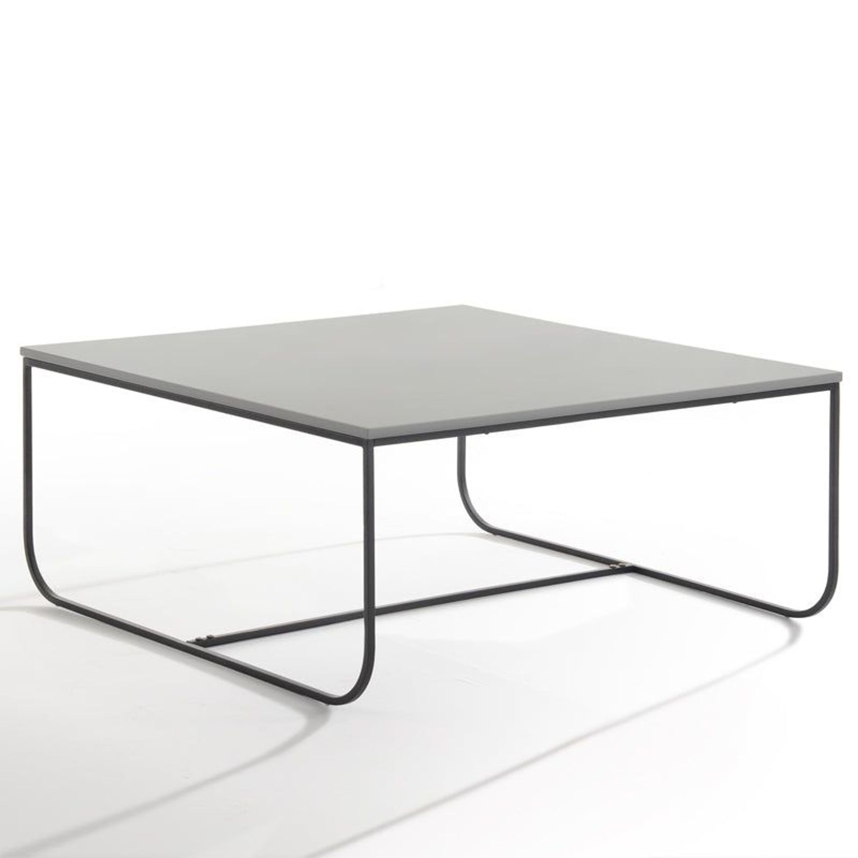 MARIT Coffee Table - 90cm - Grey + Black Metal gallery detail image