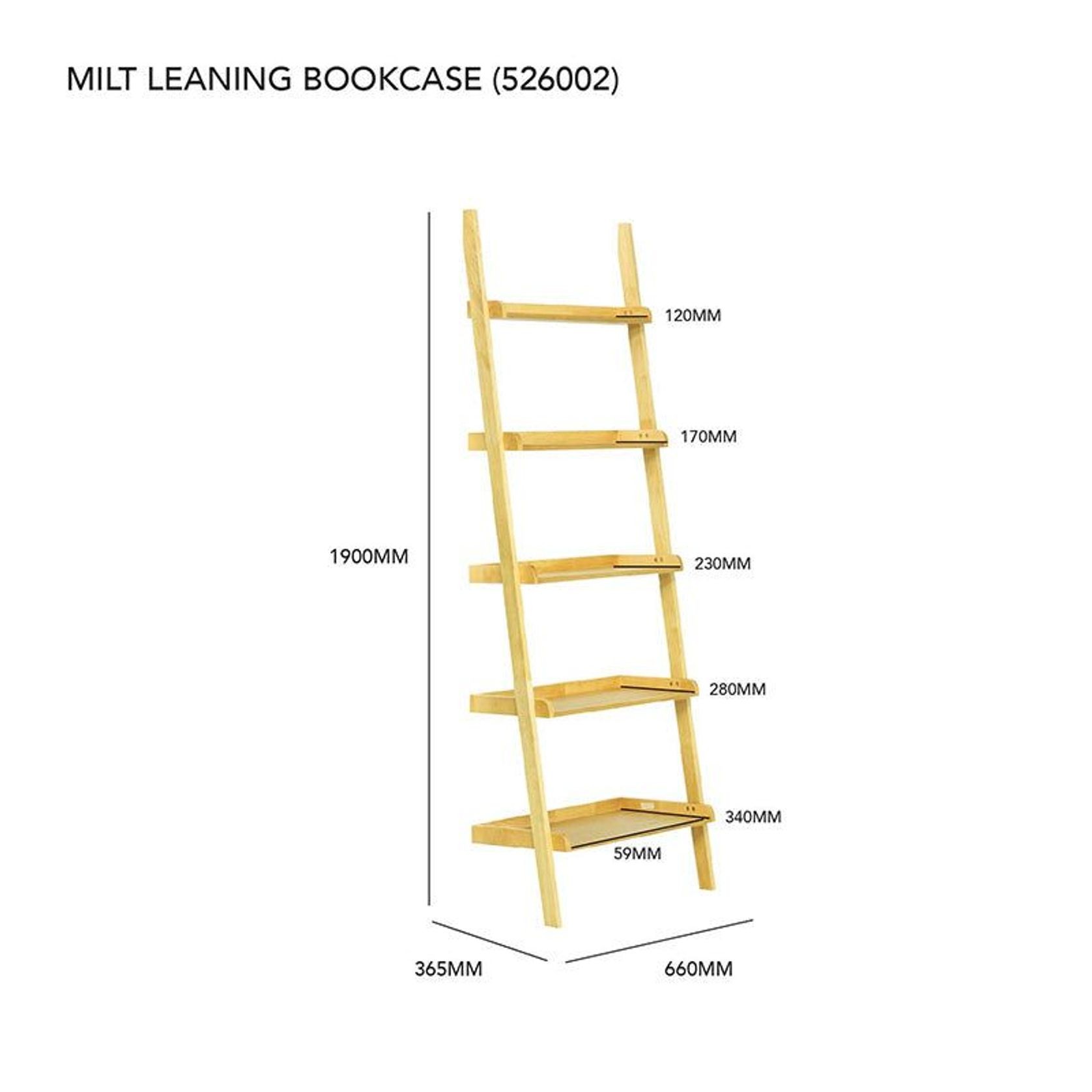 MILT Leaning Bookcase 66cm - Natural Oak gallery detail image