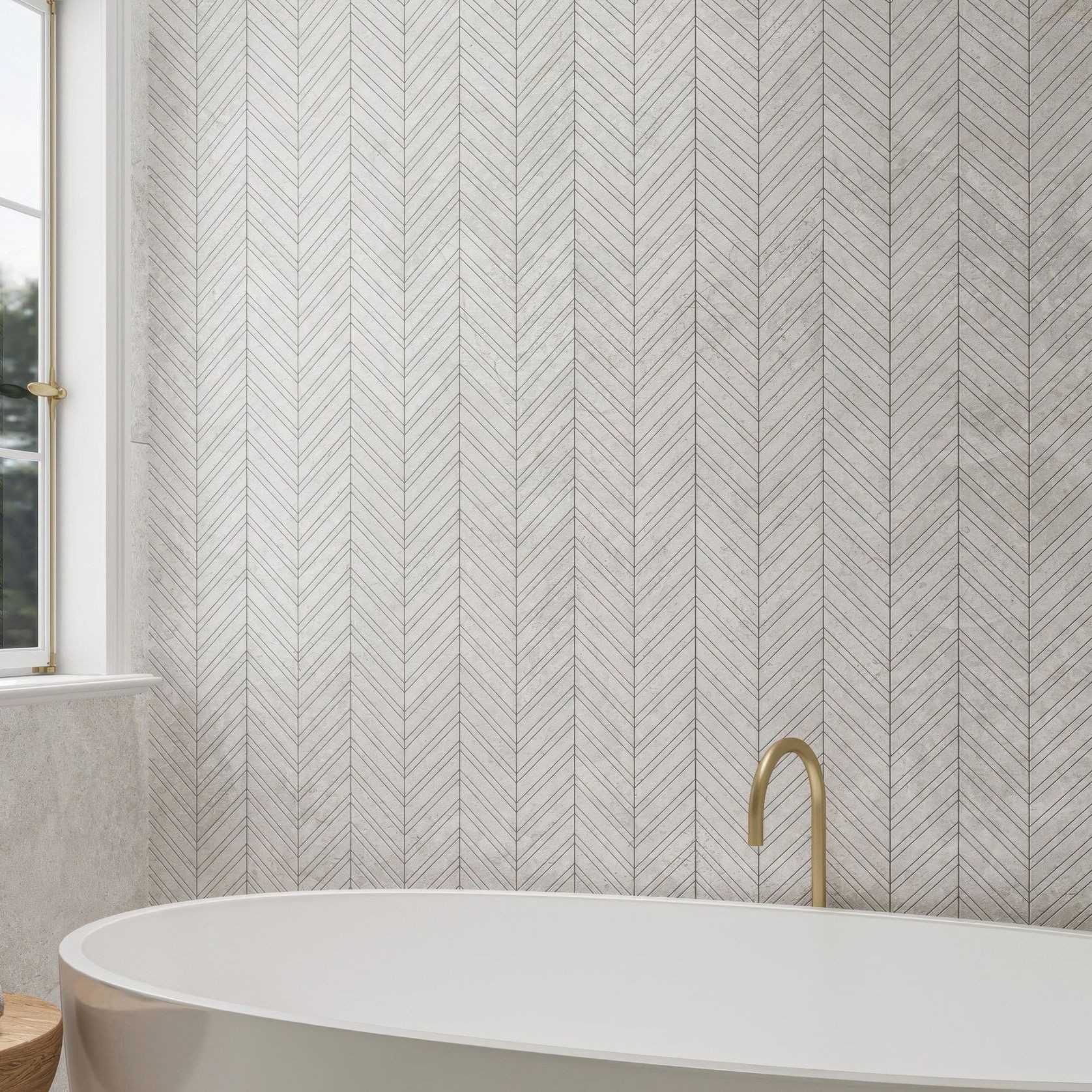 Arctic Tundra White Matt Herringbone Mosaic gallery detail image