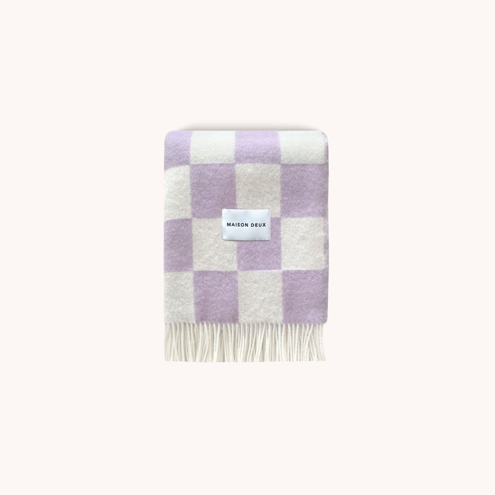Maison Deux Checkerboard - Lilac | Large Reversible Wool Throw gallery detail image